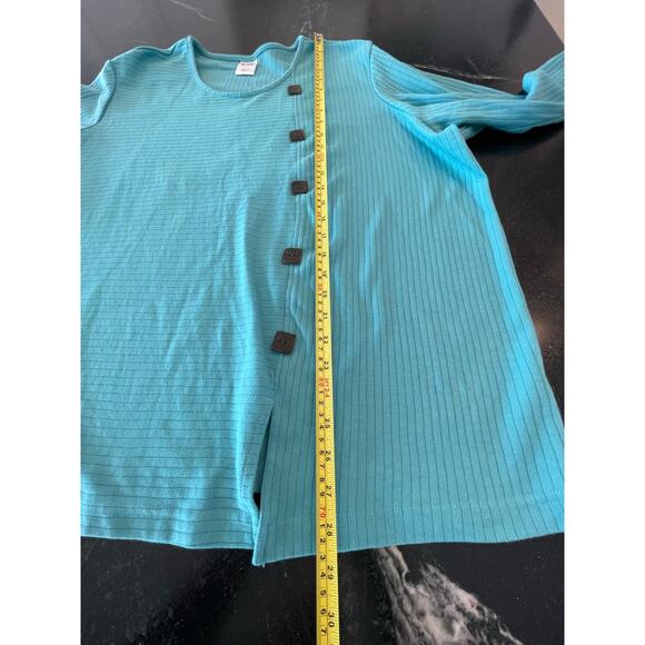 Blair Turquoise ribbed design long sleeve top button detail 3X - Picture 8 of 9